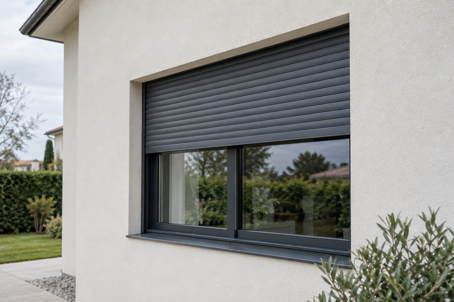 Volet roulant aluminium avec coffre dissimulé dans la maçonnerie